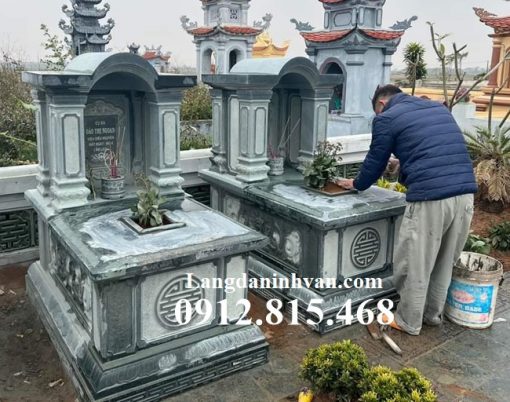 Mẫu mộ đá đôi 1 mái đẹp bán tại Cao Bằng