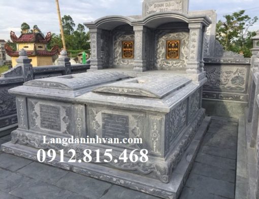 Mẫu mộ đá đôi một mái đao đẹp bán tại Hà Giang