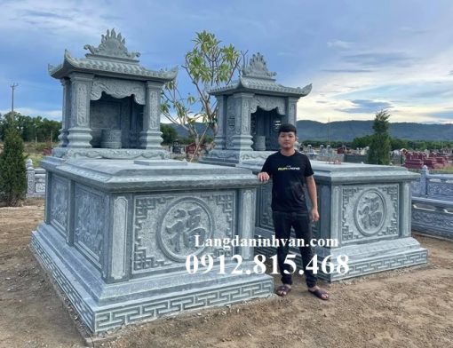 Mẫu mộ đá đôi một mái đao đẹp bán tại Nam Định