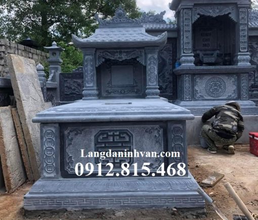 Mẫu mộ đá một mái đẹp bán tại Thái Bình 17TB – Mộ đá đẹp tại Thái Bình