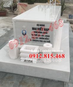 Mẫu mộ đá trắng đơn giản đẹp của người theo đạo công giáo bán tại Ninh Thuận