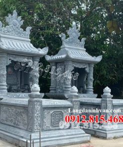 Mẫu mộ đôi, chụp mộ đôi, mộ song thân để thờ tro cốt đá khối 1 mái đạo đẹp bán tại Bình Định