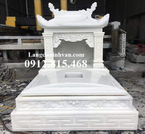 Mẫu mộ thai nhi và người mất trẻ đá trắng thiết kế xây 1 mái, một đao đẹp hợp phong thủy bán tại Bắc Giang