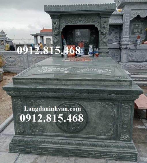 Mẫu mộ tươi, mộ không bốc, mộ hung táng, mộ địa táng thiết kế xây 1 mái đá khối xanh rêu đẹp bán tại Ninh Thuận
