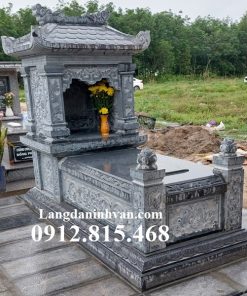 Mộ đá, chụp mộ đá đẹp bán tại Bình Thuận thiết kế 1 mái đao chuẩn phong thủy