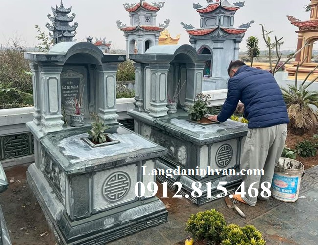 Mộ đá đẹp, chụp mộ đá đẹp bán tại Quảng Trị thiết kế 1 mái vòm chuẩn phong thủy