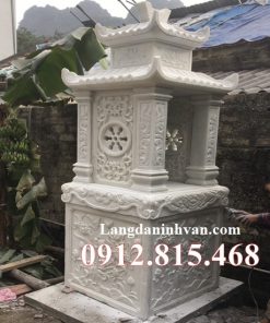 Mẫu am thờ, nhà đựng thờ hũ tro cốt đá trắng đẹp kích thước 81x81(cm) bán tại Bình Thuận