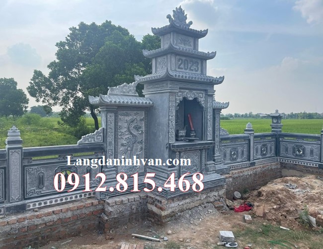 Mẫu lăng đá mộ gia đình, gia tộc, dòng họ thiết kế xây ba mái che đẹp chuẩn phong thủy bán tại Hà Nội