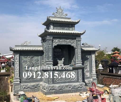 Mẫu lăng mộ đá gia đình, gia tộc, dòng họ đẹp bán tại Lạng Sơn thiết kế hai mái đao chuẩn phong thủy
