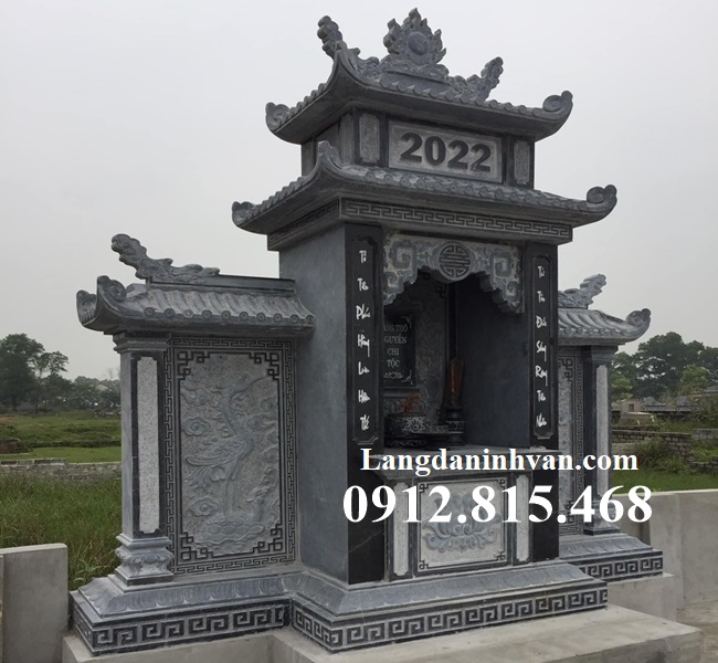 Mẫu lăng mộ đá gia đình, gia tộc, dòng họ thiết kế xây 2 mái, 2 đao đẹp chuẩn phong thủy bán tại Sơn La