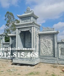 Mẫu lăng mộ đá gia đình, gia tộc, dòng họ thiết kế xây 2 mái đao chuẩn phong thủy bán tại Bắc Ninh