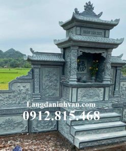 Mẫu lăng mộ gia đình, gia tộc, dòng họ thiết kế xây 2 mái đao đá xanh rêu chuẩn phong thủy bán tại Hà Tĩnh