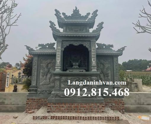 Mẫu lăng mộ gia đình, gia tộc, dòng họ xây 2 mái đá xanh rêu đẹp bán tại Bắc Giang