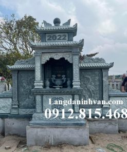 Mẫu lăng mộ gia đình, gia tộc, dòng họ xây 2 mái đao đá xanh rêu đẹp bán tại Phú Thọ