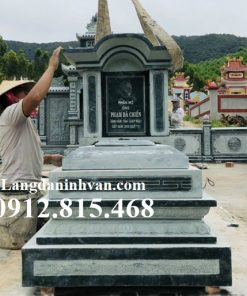 Mẫu mộ, chụp mộ 1 mái hỏa táng, để thờ tro cốt, hài cốt đá khối xanh rêu đẹp bán tại Tây Ninh