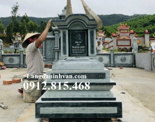 Mẫu mộ, chụp mộ 1 mái hỏa táng, để thờ tro cốt, hài cốt đá khối xanh rêu đẹp bán tại Tây Ninh