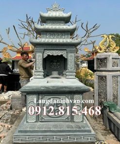 Mẫu mộ, chụp mộ 3 mái che hỏa táng, để tro cốt, hài cốt đá xanh rêu đẹp bán tại Bà Rịa Vũng Tàu
