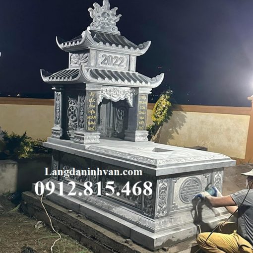 Mẫu mộ, chụp mộ hai mái để tro cốt, hài cốt đá khối đẹp bán tại Ninh Thuận