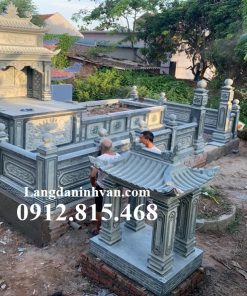 Mẫu mộ, chụp mộ xây kim tĩnh hai mái để tro cốt, hài cốt đá khối xanh rêu đẹp hợp phong thủy bán tại Bình Thuận