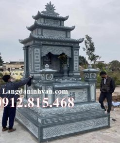 Mẫu mộ đá ba mái đẹp bán tại Đồng Nai 60MBM – Mộ đá đẹp tại Đồng Nai có mái che