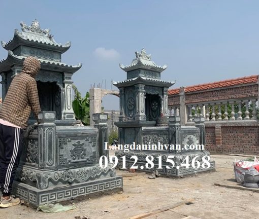 Mẫu mộ đá đẹp hai mái đao hỏa táng, để tro cốt, cải táng, sang cát bán tại Nghệ An
