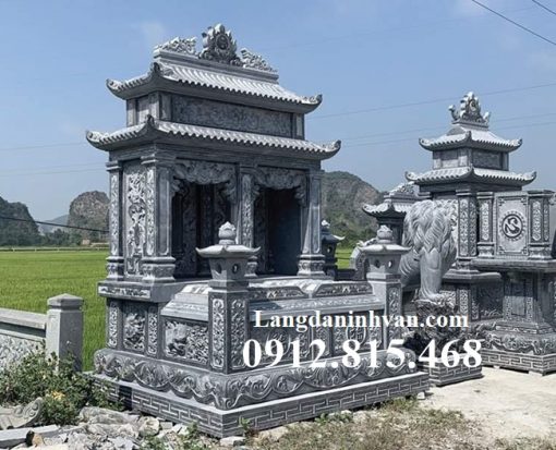 Mẫu mộ đá đôi hai mái, lăng mộ đá đôi hai mái đẹp bán tại Quảng Ninh