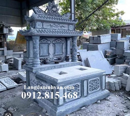 Mẫu mộ đá đôi hai mái, lăng mộ đá đôi hai mái đẹp bán tại Tuyên Quang