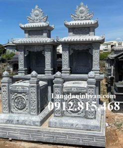 Mẫu mộ đá đôi, lăng mộ đá đôi hai đao mái đẹp bán tại Bắc Giang