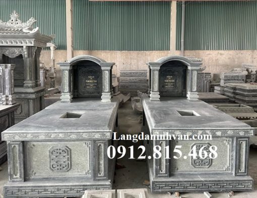 Mẫu mộ đôi, chụp mộ đôi, mộ song thân, nhà mồ song thân 1 mái vòm đá khối đẹp bán tại Bình Phước