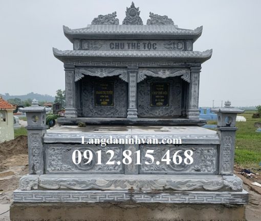 Mẫu mộ đôi, chụp mộ đôi, mộ song thân, nhà mồ song thân 2 mái đá khối đẹp bán tại Bình Thuận