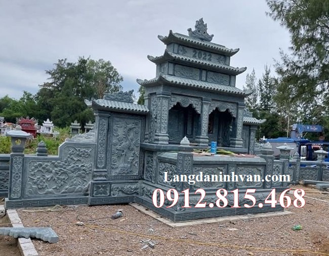 Mẫu mộ đôi, chụp mộ đôi, mộ song thân, nhà mồ song thân 3 mái che đá khối đẹp bán tại Tây Ninh