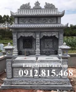 Mẫu mộ đôi, chụp mộ đôi, mộ song thân, nhà mồ song thân xây 2 mái đá khối đẹp bán tại Ninh Thuận