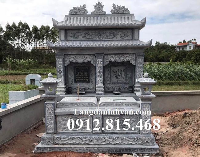 Mẫu mộ đôi, chụp mộ đôi, mộ song thân, nhà mồ song thân xây 2 mái đá khối đẹp bán tại Ninh Thuận