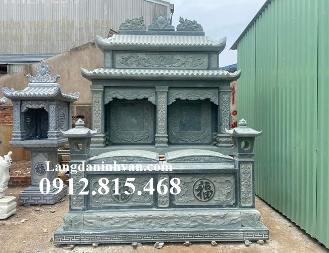 Mẫu mộ đôi, lăng mộ đôi hai mái đao đá xanh rêu đẹp bán tại Lạng Sơn