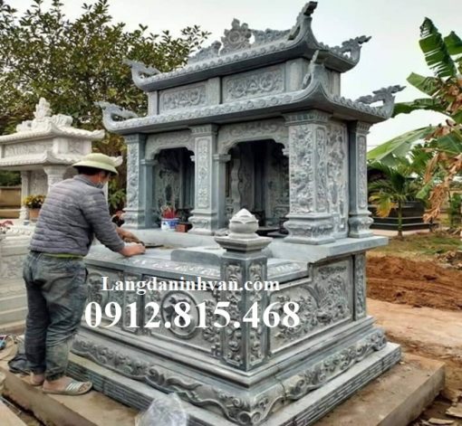 Mẫu mộ đôi, lăng mộ đôi, mộ song thân, nhà mồ song thân 2 mái đá khối đẹp bán tại Bà Rịa Vũng Tàu
