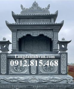 Mẫu mộ đôi, lăng mộ đôi, mộ song thân, nhà mồ song thân 2 mái đá khối xanh rêu đẹp bán tại Đồng Nai