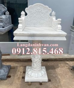 Mẫu bàn thờ ông thiên, bàn thờ thông thiên cột tròn trạm rồng đá trắng đẹp bán tại Sài Gòn, Thành Phố Hồ Chí Minh