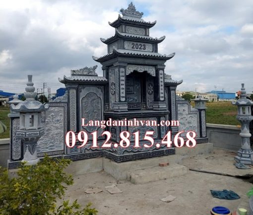 Mẫu lăng mộ đá gia đình ba mái đẹp bán tại Thái Nguyên