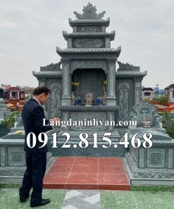 Mẫu lăng mộ đá gia đình đẹp thiết kế xây 3 mái chuẩn phong thủy bán tại Lạng Sơn