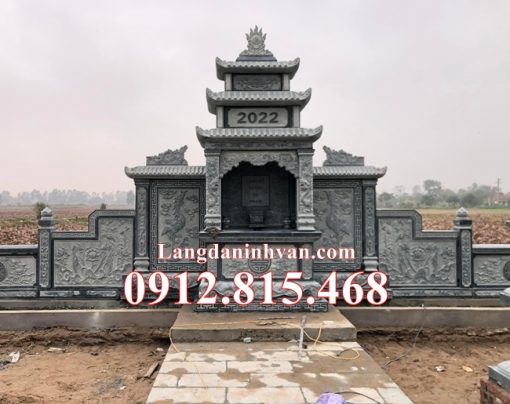 Mẫu lăng mộ đá gia đình thiết kế xây 3 mái đẹp chuẩn phong thủy bán tại Hưng Yên