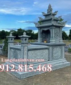 Mẫu mộ ba mái đá xanh rêu đẹp nhất bán, lắp đặt tại Thái Nguyên