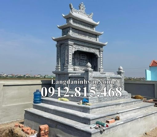 Mẫu mộ đá đôi 3 mái đạo đẹp bán tại Bắc Giang
