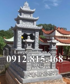 Mộ đá đẹp 3 mái đao kích thước chuẩn phong thủy bán tại Lạng Sơn