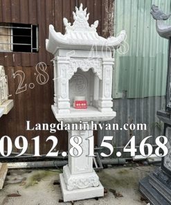 Xây sẵn miếu thờ nhỏ thờ thần linh ngoài trời đá trắng cẩm thạch đẹp bán tại An Giang