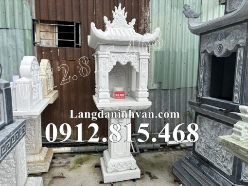 Xây sẵn miếu thờ nhỏ thờ thần linh ngoài trời đá trắng cẩm thạch đẹp bán tại An Giang