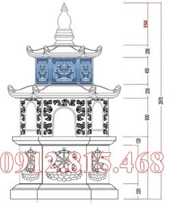 Bản vẽ thiết kế tháp, mộ tháp, tháp mộ, bảo tháp để tro cốt, hài cốt kích thước chuẩn phong thủy