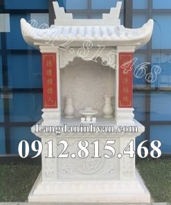 Mẫu miếu thờ đá trắng đẹp thờ thần linh thổ địa, quan thần linh bán, lắp đặt tại Quảng Nam