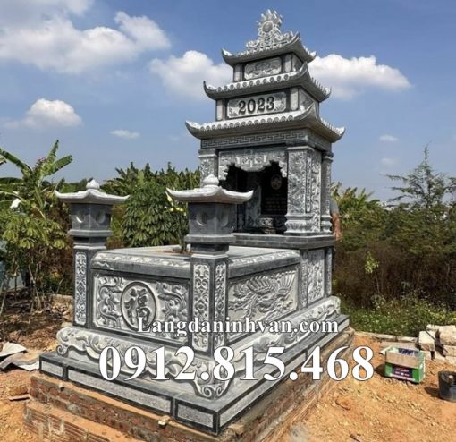 Mẫu mộ đá đẹp ba mái hung táng, địa táng, tươi, không bốc, không cải táng, chôn 1 lần, an táng 1 lần, nhất táng bán tại Đắk Nông