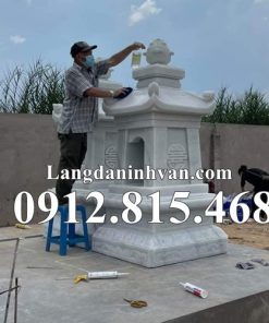 Xây mẫu tháp lăng mộ, lăng mộ tháp để tro cốt, hài cốt đá trắng đẹp bán tại Sóc Trăng