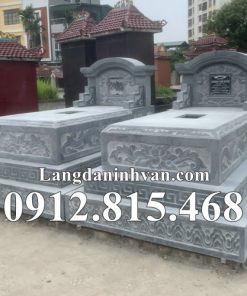 Mẫu mộ đá đôi tam cấp đẹp bán tại Thái Bình - Mộ đá tam cấp tại Thái Bình